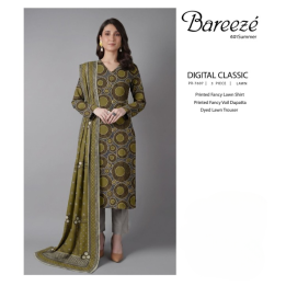 Bareezé Digital Classic 3-Piece Lawn Unstitched Suit (PR-7607)