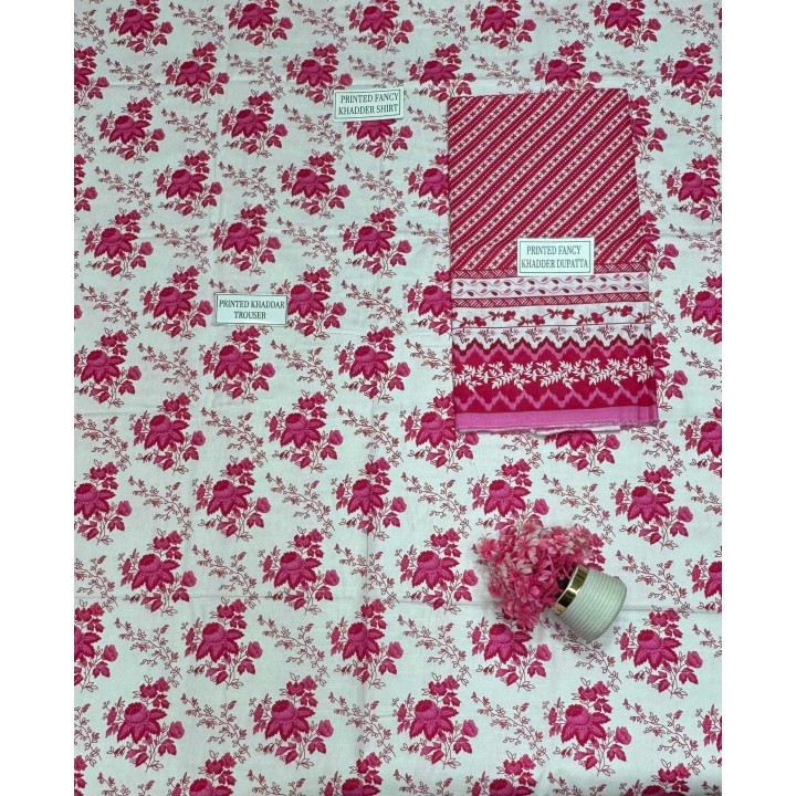 Saya Premium 3-Piece Printed Khaddar Suit – Unstitched winter Collection