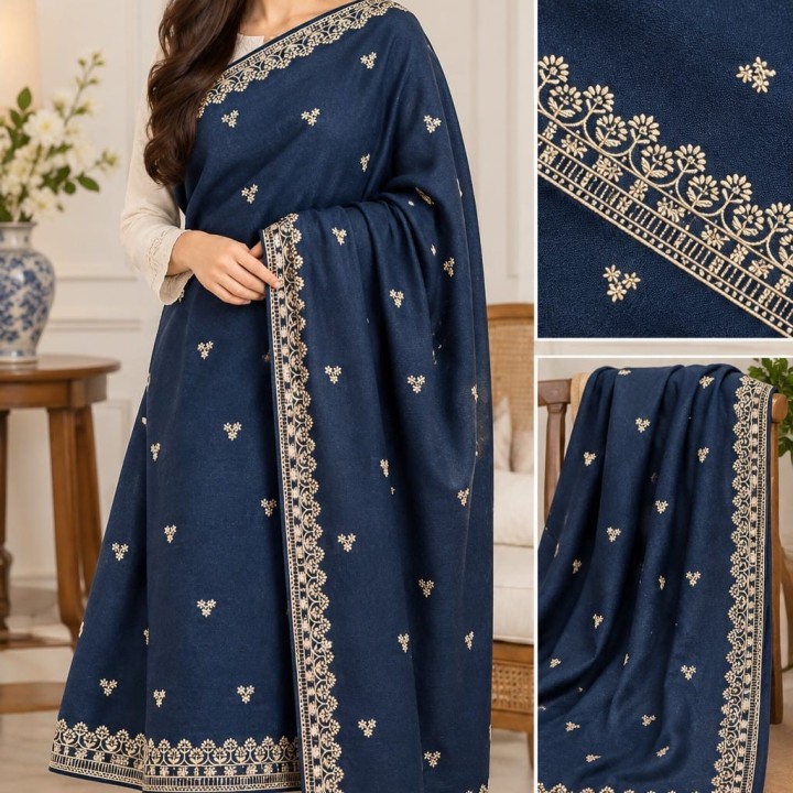 Premium Embroidered Wool Shawl (3 Meter) | Luxury Winter Wrap