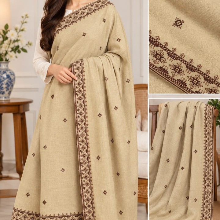 Premium Embroidered Wool Shawl (3 Meter) | Luxury Winter Wrap